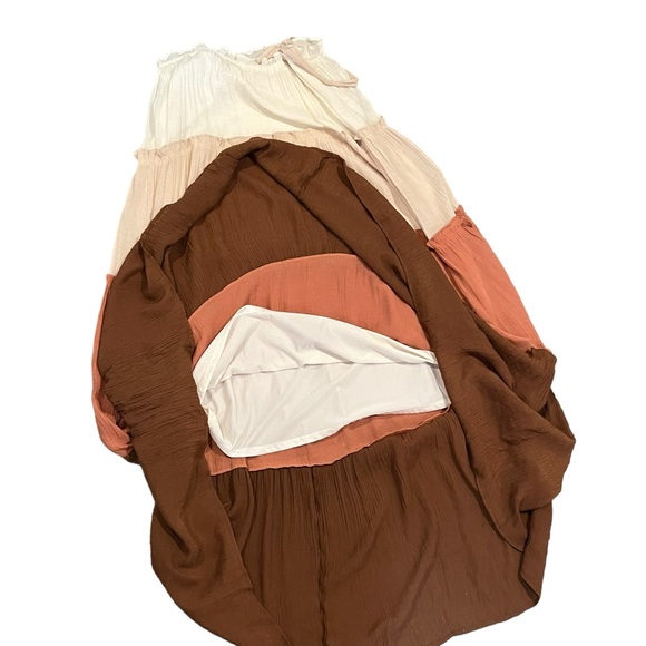 BLUE PEPPER long maxi dress size large gauze adjustable straps flowy lined - Picture 4 of 9